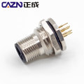 M12 female male Cylindrical Metal Threaded Coupling Harsh Environment High Speed Signal square flange socket connector